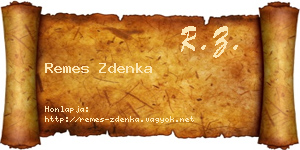 Remes Zdenka névjegykártya